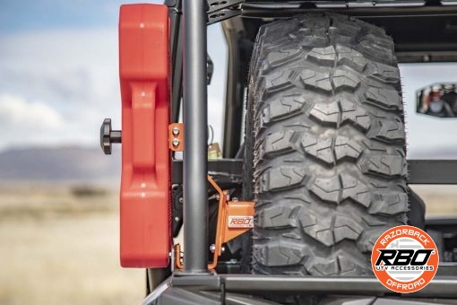 A close up of Polaris General spare tire mount
