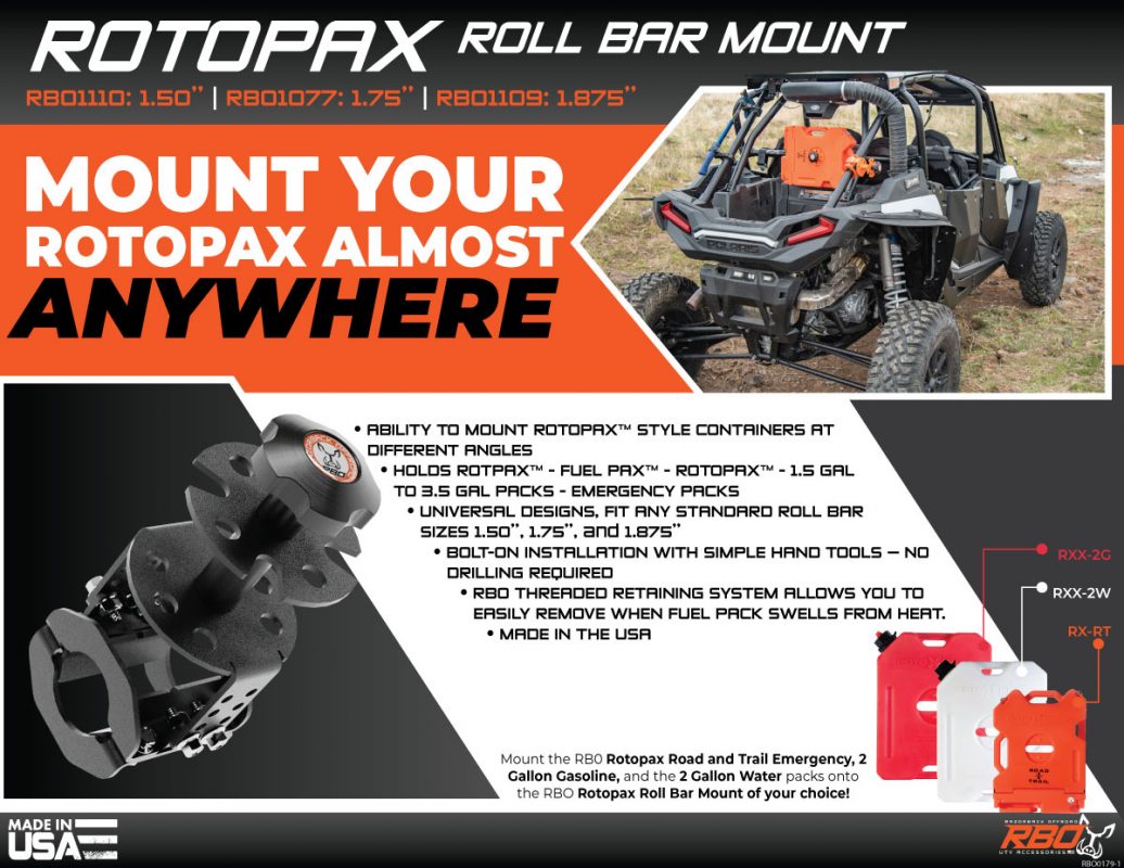 Rotopax Roll Bar Mount on Turbo S RBO1077 RBO1109 RBO1110 Features Flyer