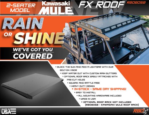 RBO Kawasaki Mule FX Roof Features and Benefits Flyer