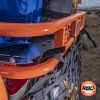 Orange cargo rack closeup with netting