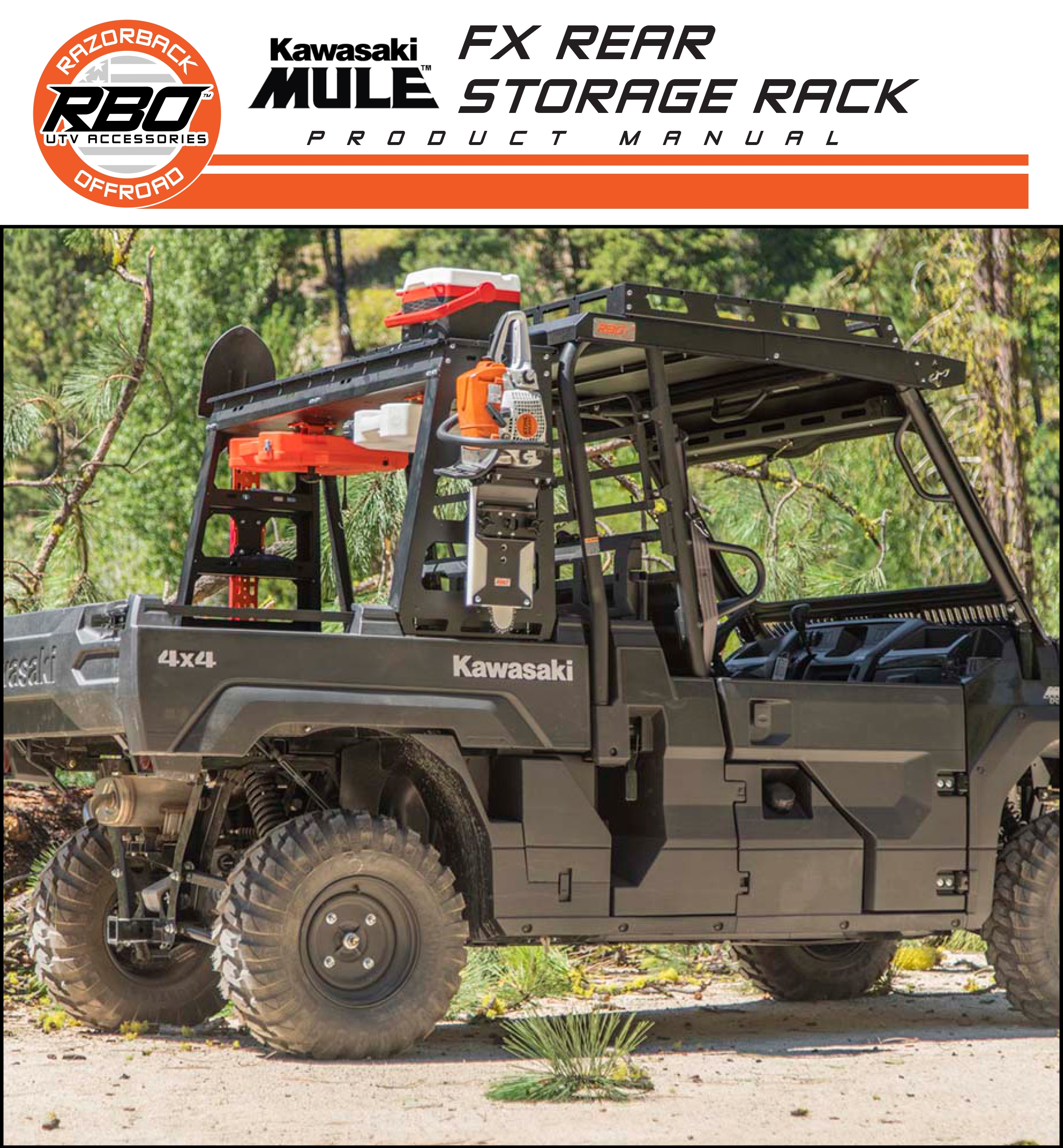 RBO Kawasaki Mule FX Rear Storage Rack Product Manual