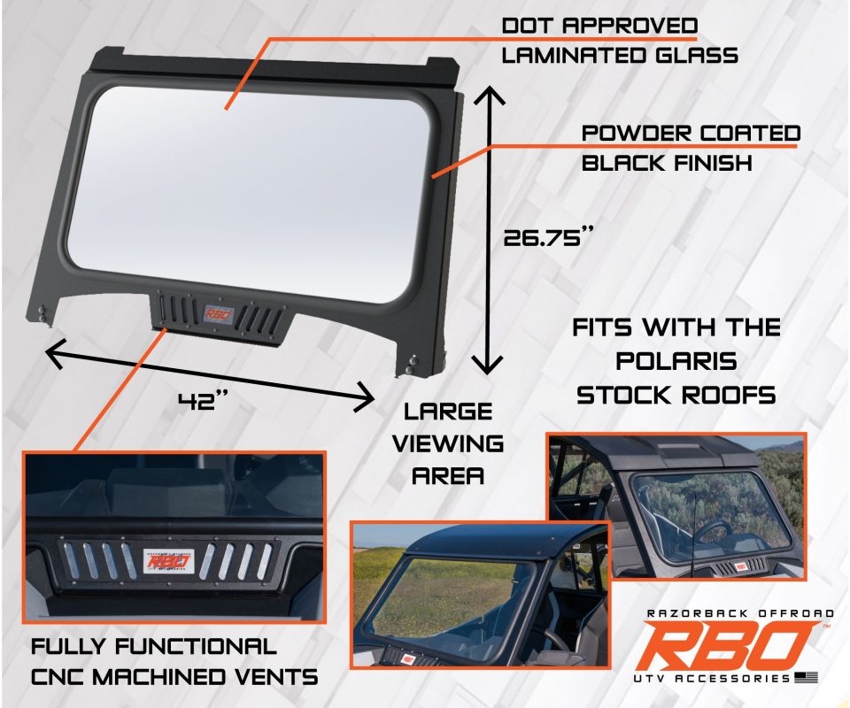 Ultimate™ RZR Trail Fixed Glass Vented Windshield RazorBack Offroad™
