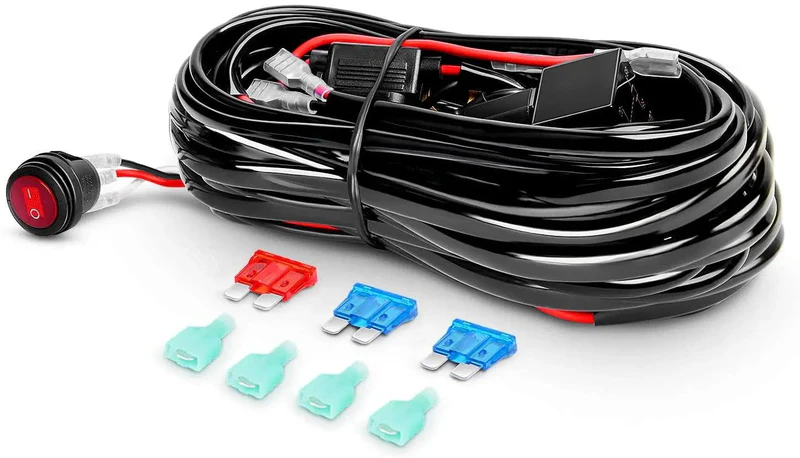nilight-12ft-wiring-harness-3-pin-switch-led-work-lights Nilight 12-foot wiring harness with 3-pin switch, fuses, and connectors for LED work light pods